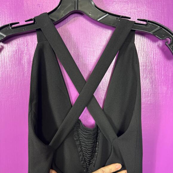 Solace London Edita Mini Dress Black US 2 Crisscross Back Deep V Minimalist - Picture 5 of 10